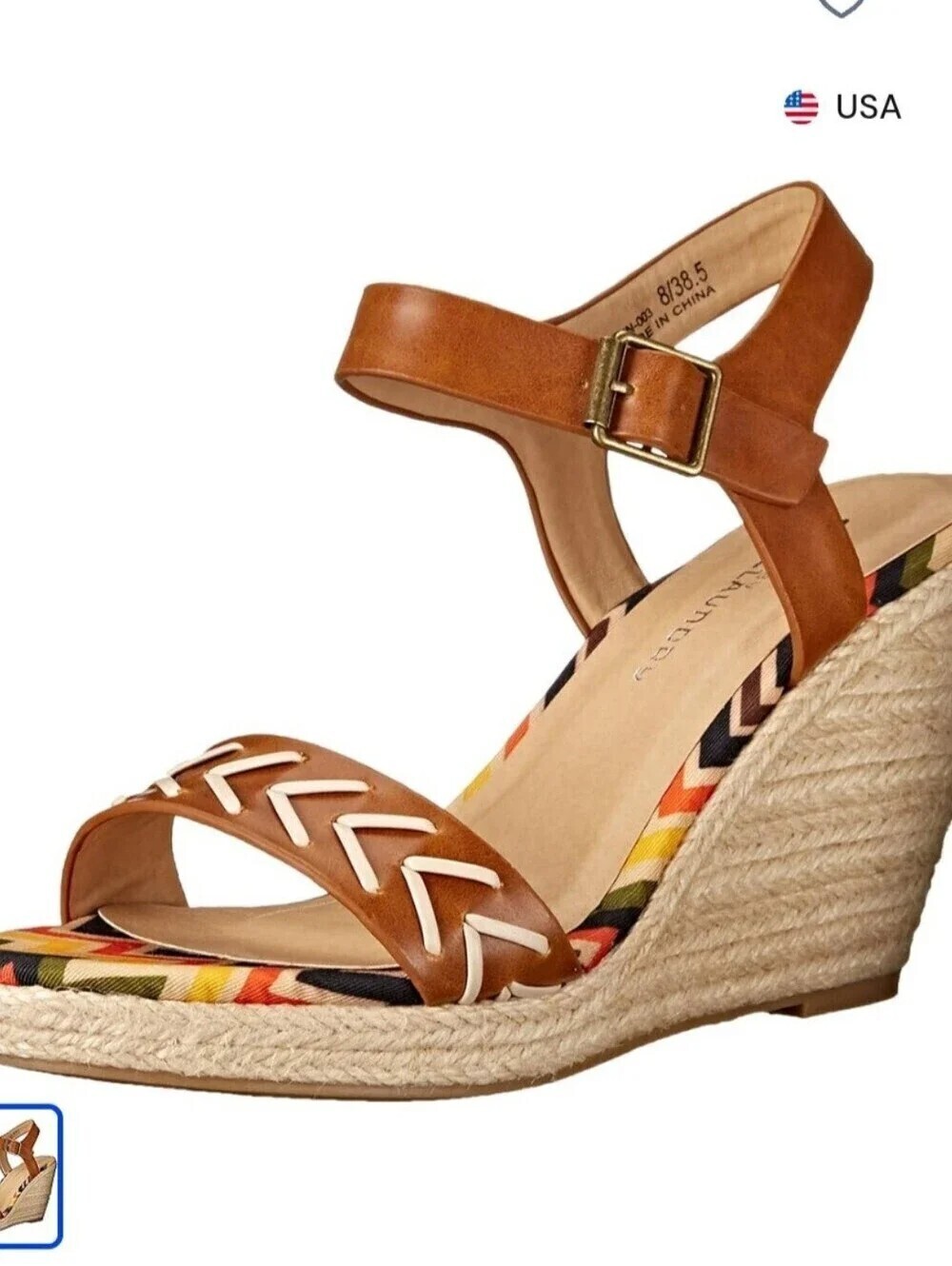 Chinese Laundry Beginning Rainbow Raffia Cork Wedge Sandals Size10 NIB Boho